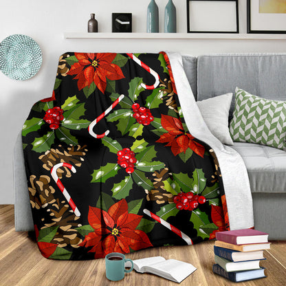 Poinsettia Pattern Print Design POT01 Fleece Blanket