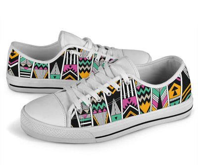 Tribal Aztec Triangle White Bottom Low Top Shoes