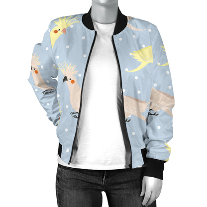 Cockatiel Pattern Print Design 03 Women's Bomber Jacket