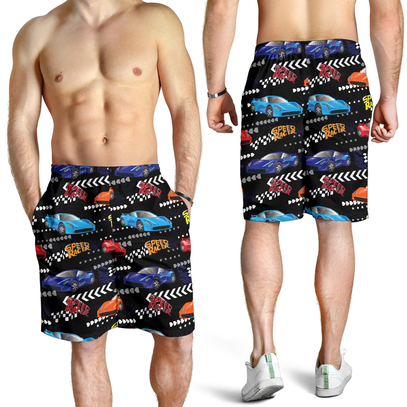 Racing Pattern Print Design A05 Mens Shorts
