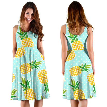 Pineapple Pattern Print Design PP01 Midi Dress