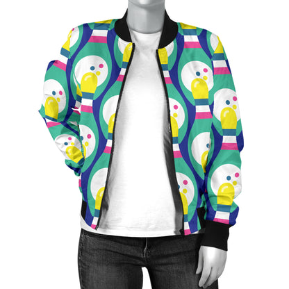 Bowling Pattern Print Design 04 Women's Bomber Jacket
