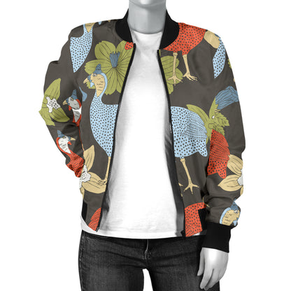 Guinea Fowl Pattern Print Design 02 Women's Bomber Jacket