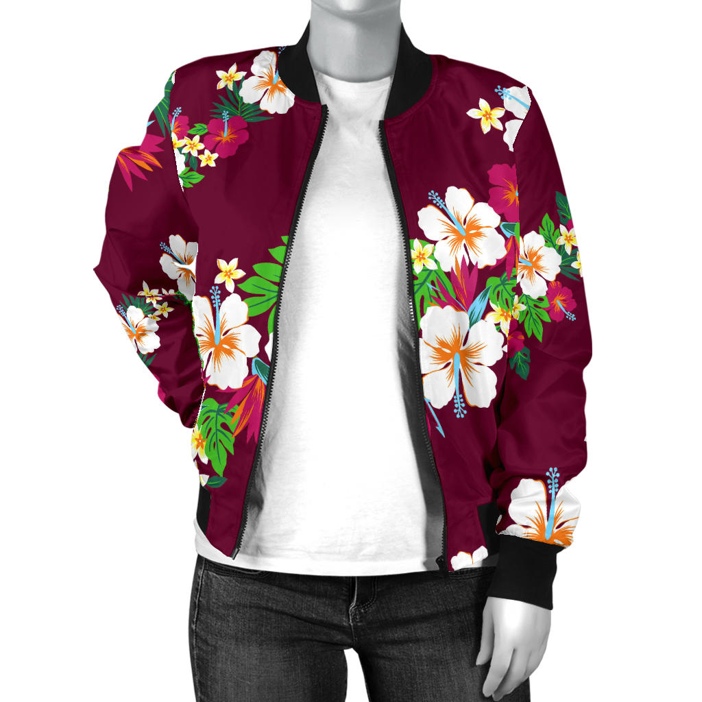 Hawaiian Themed Pattern Print Design H06 Women Bomber Jacket
