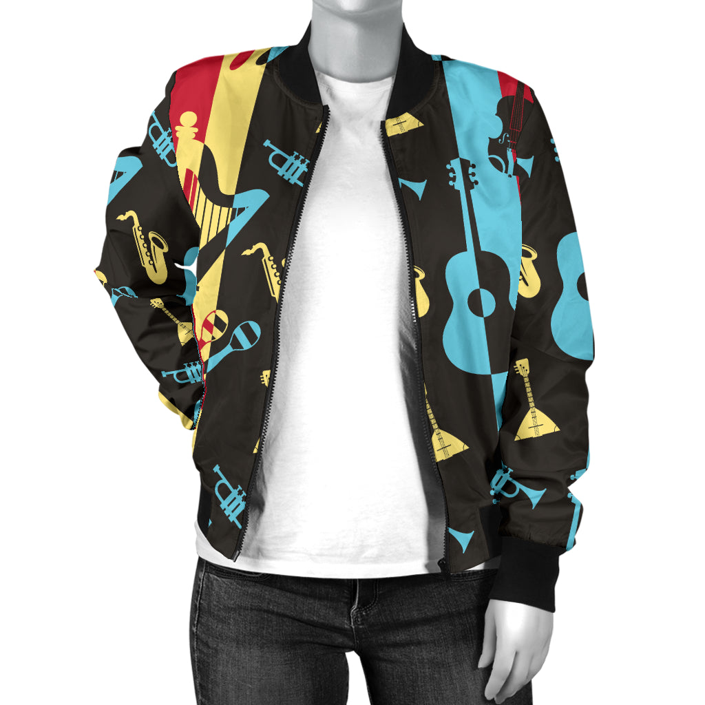 Jazz Pattern Print Design 02 Women's Bomber Jacket