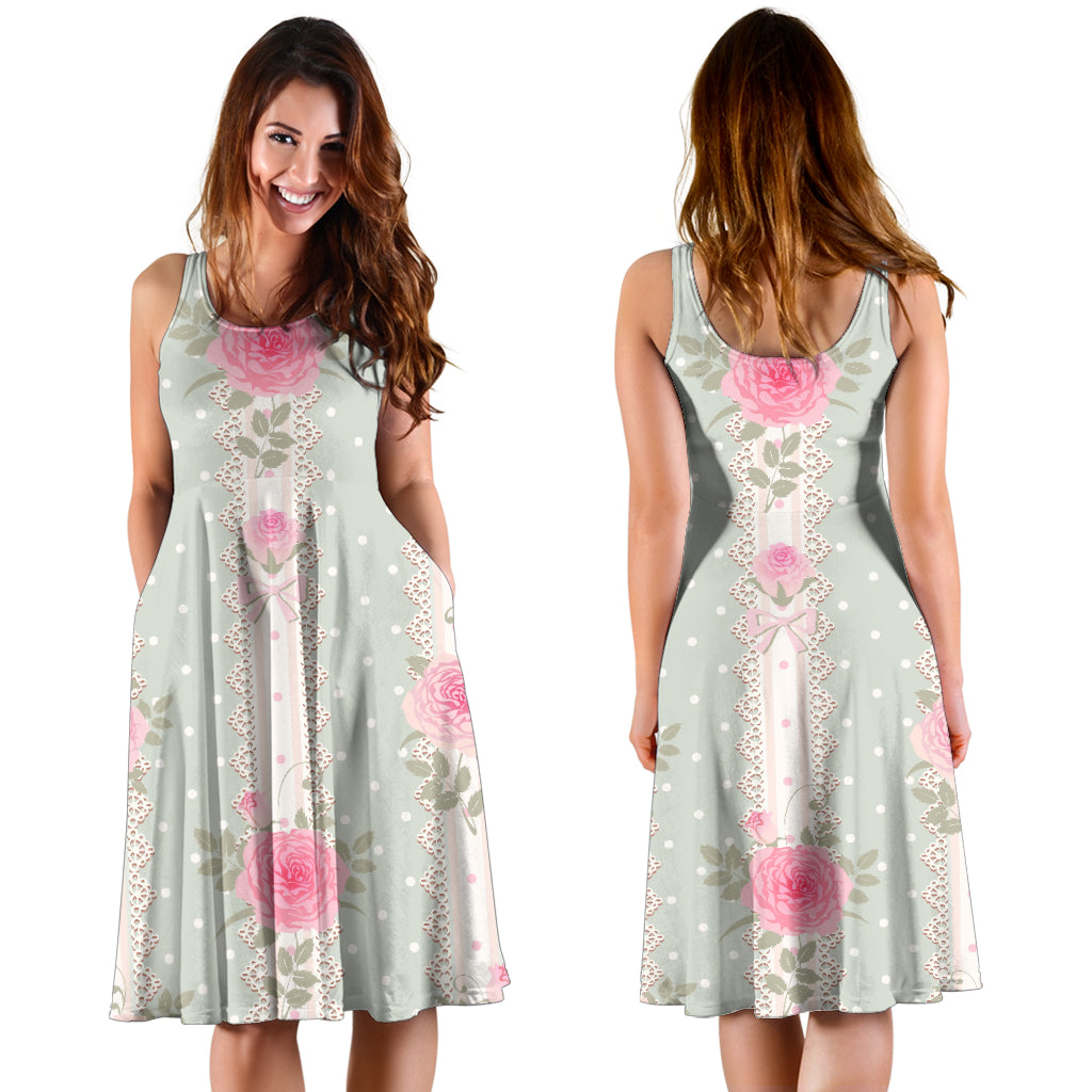 Rose Pattern Print Design RO016 Midi Dress