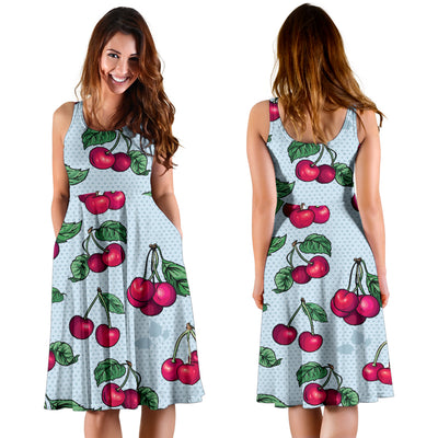 Cherry Pattern Print Design CH01 Midi Dress