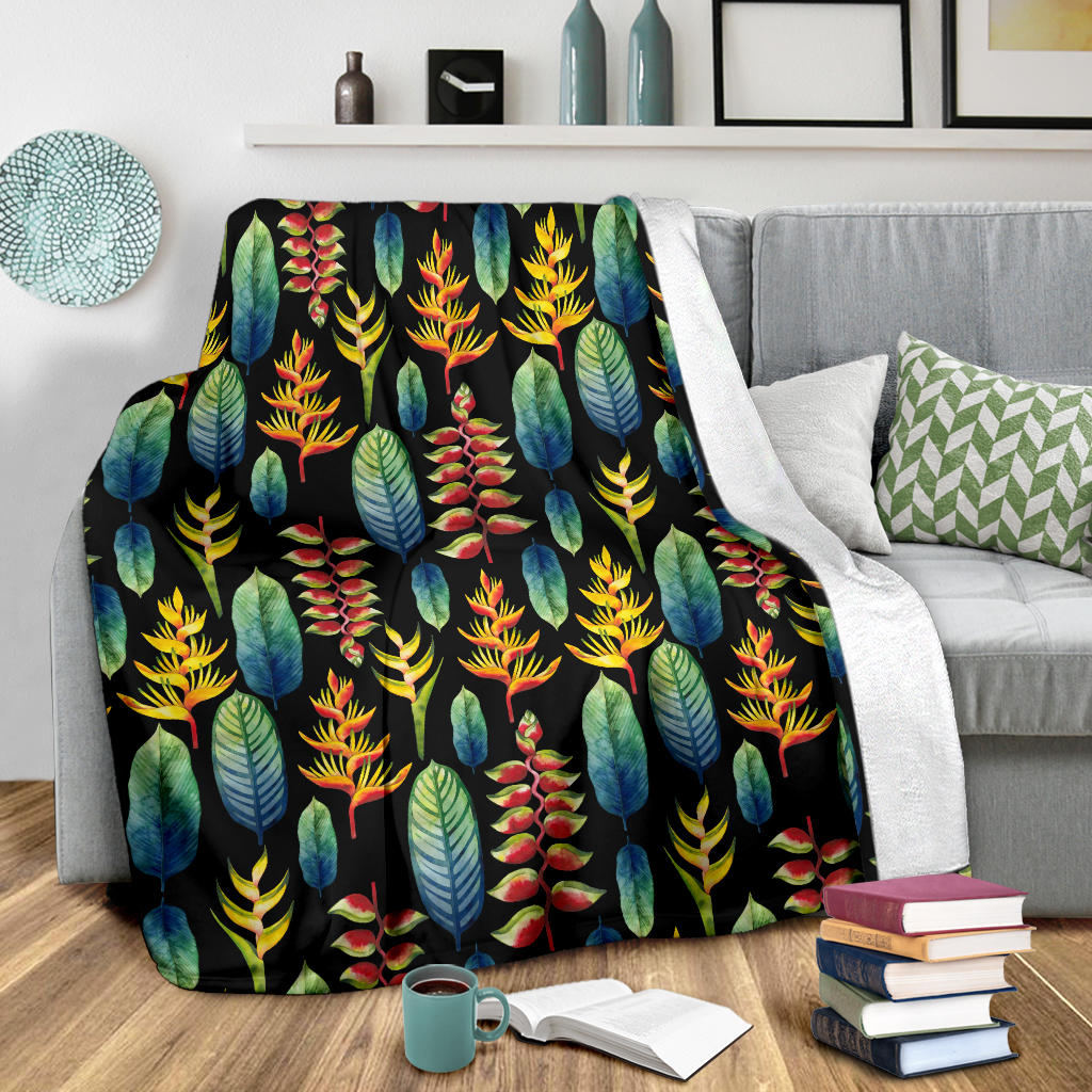 Heliconia Pattern Print Design HL03 Fleece Blanket