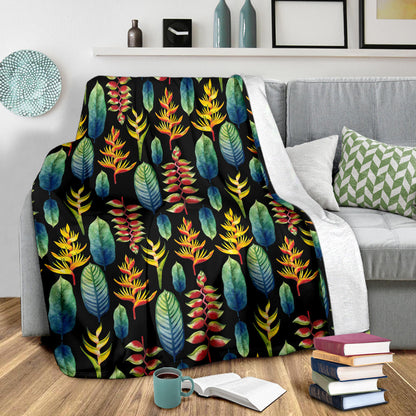 Heliconia Pattern Print Design HL03 Fleece Blanket