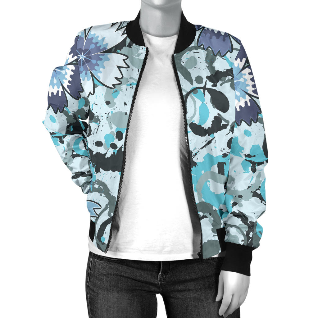 Carnations Pattern Print Design CN04 Women Bomber Jacket