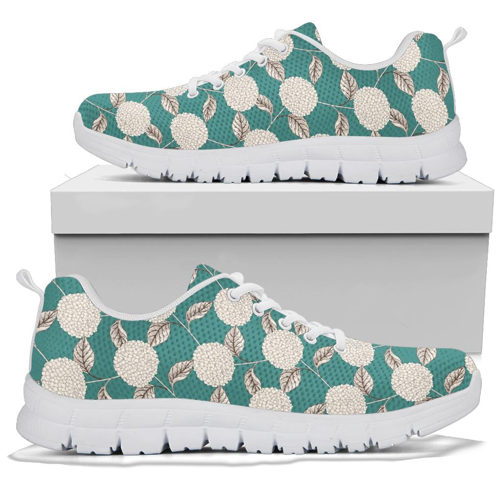 Hydrangea Pattern Print Design HD03 Sneakers White Bottom Shoes