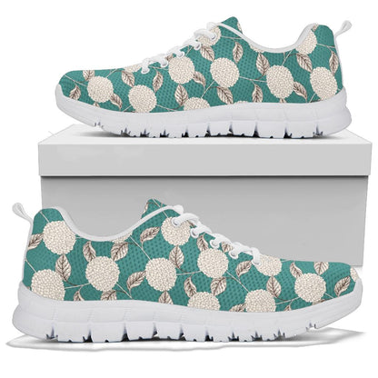 Hydrangea Pattern Print Design HD03 Sneakers White Bottom Shoes