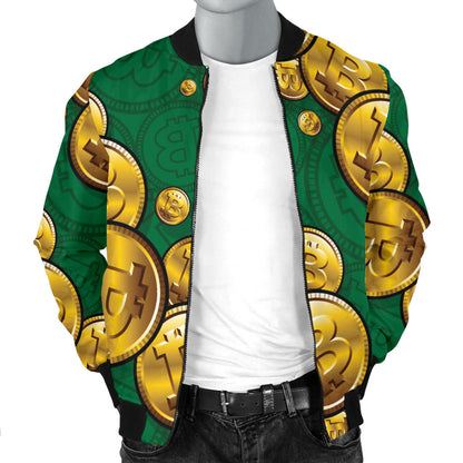 Bitcoin Pattern Print Design DO02 Men Bomber Jacket