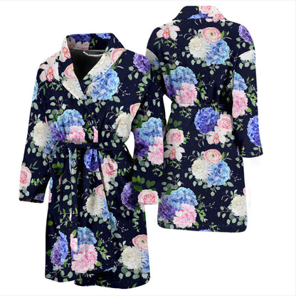 Hydrangea Pattern Print Design HD01 Men Bathrobe