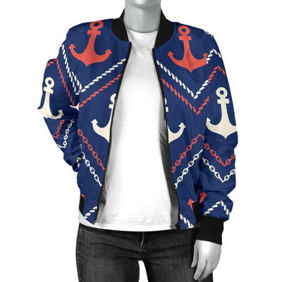 Anchor Pattern Print Design 07 Women's Bomber Jacket