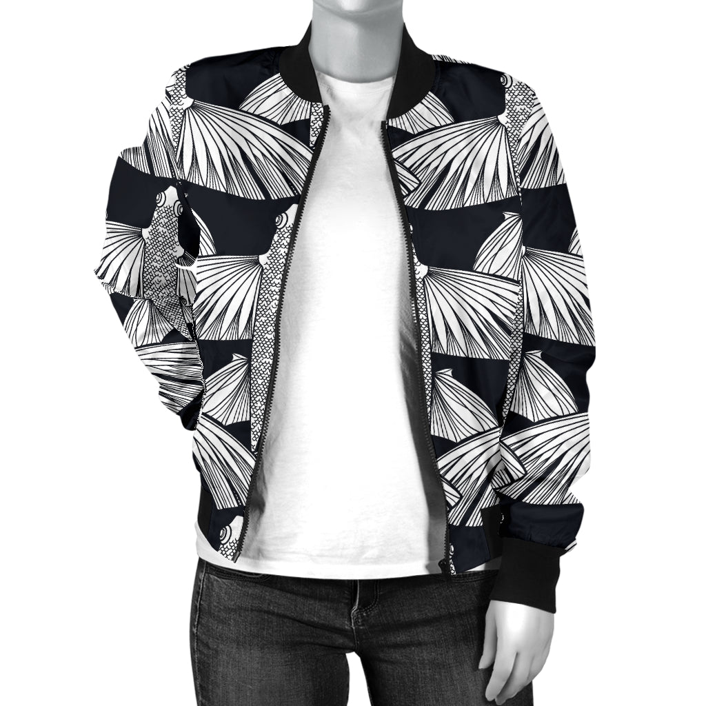 Flying Fish Pattern Print Design 03 Women's Bomber Jacket
