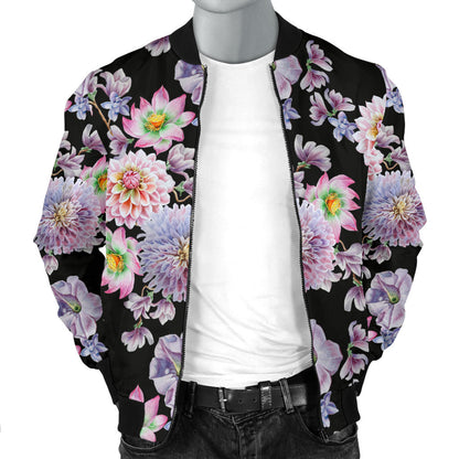 Dahlia Pattern Print Design DH012 Men Bomber Jacket