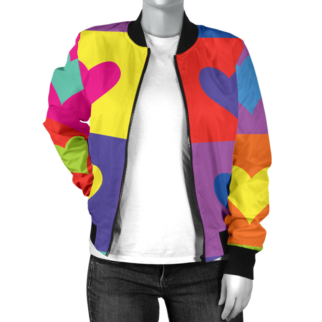 Pop Art Heart Pattern Print Design A01 Women's Bomber Jacket