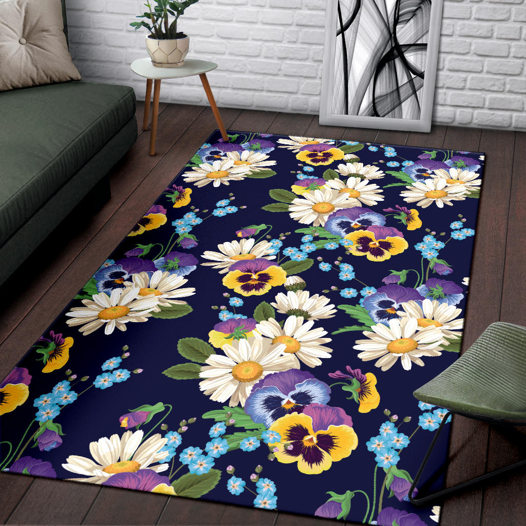 Pansy Pattern Print Design PS03 Area Rugs