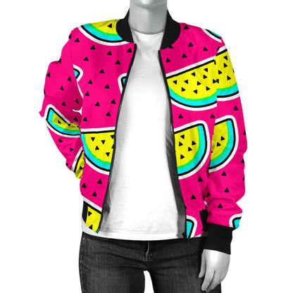 Watermelon Pattern Print Design WM04 Women Bomber Jacket