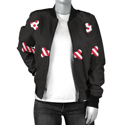 Dog Bone Pattern Print Design 04 Women's Bomber Jacket