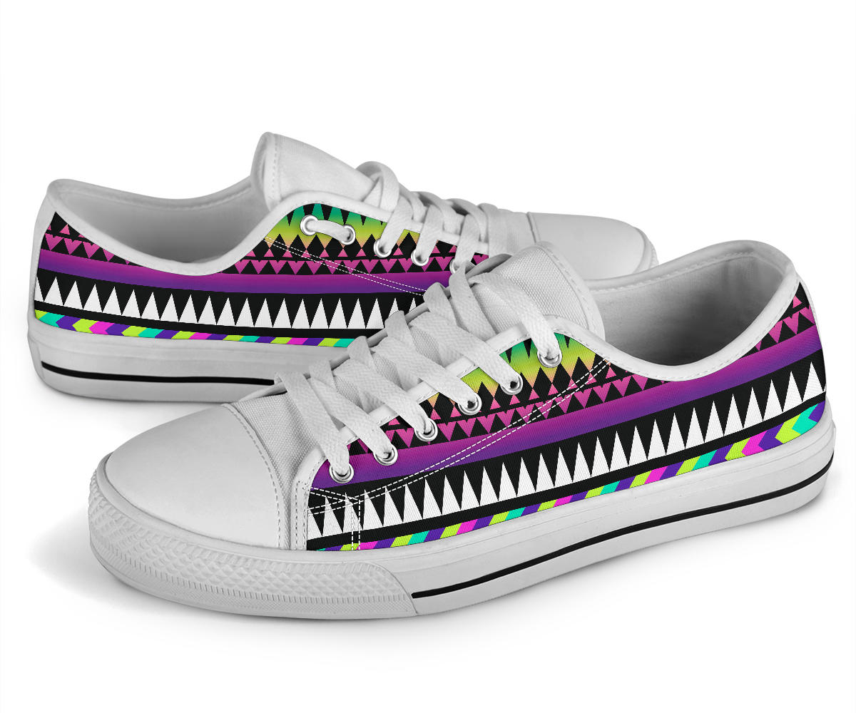 Animal Skin Aztec Rainbow White Bottom Low Top Shoes