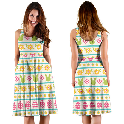 Easter Eggs Pattern Print Design RB016 Midi Dress