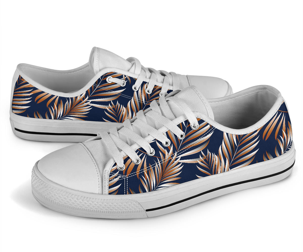 Tropical Flower Pattern Print Design TF07 White Bottom Low Top Shoes