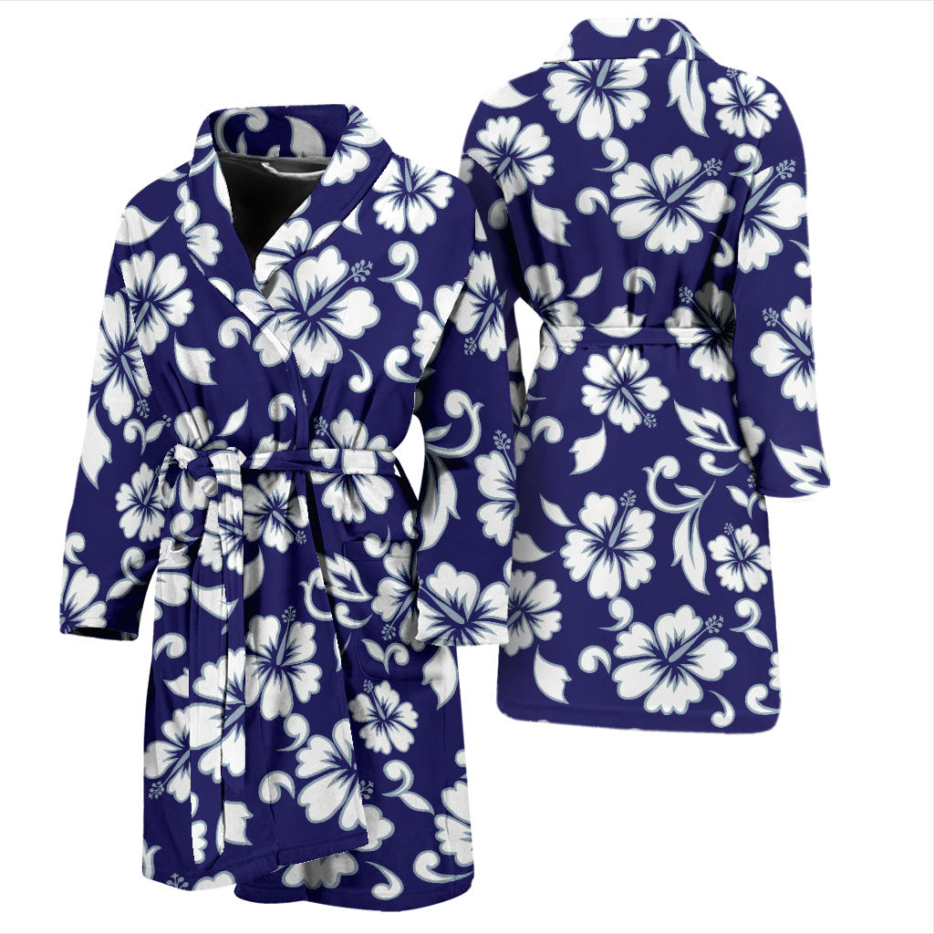 Hibiscus Pattern Print Design HB010 Men Bathrobe