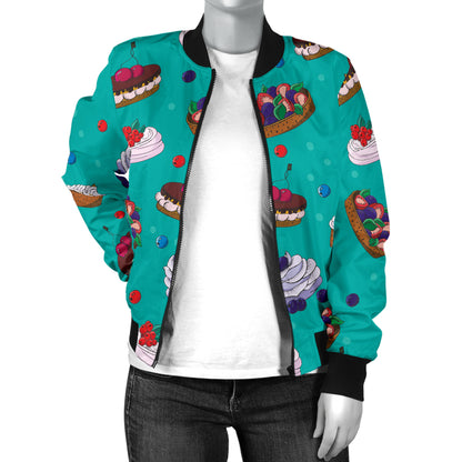 Cake Pattern Print Design 07 Women's Bomber Jacket