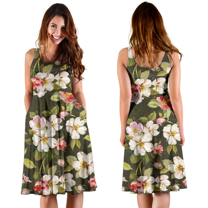 Apple blossom Pattern Print Design AB01 Midi Dress