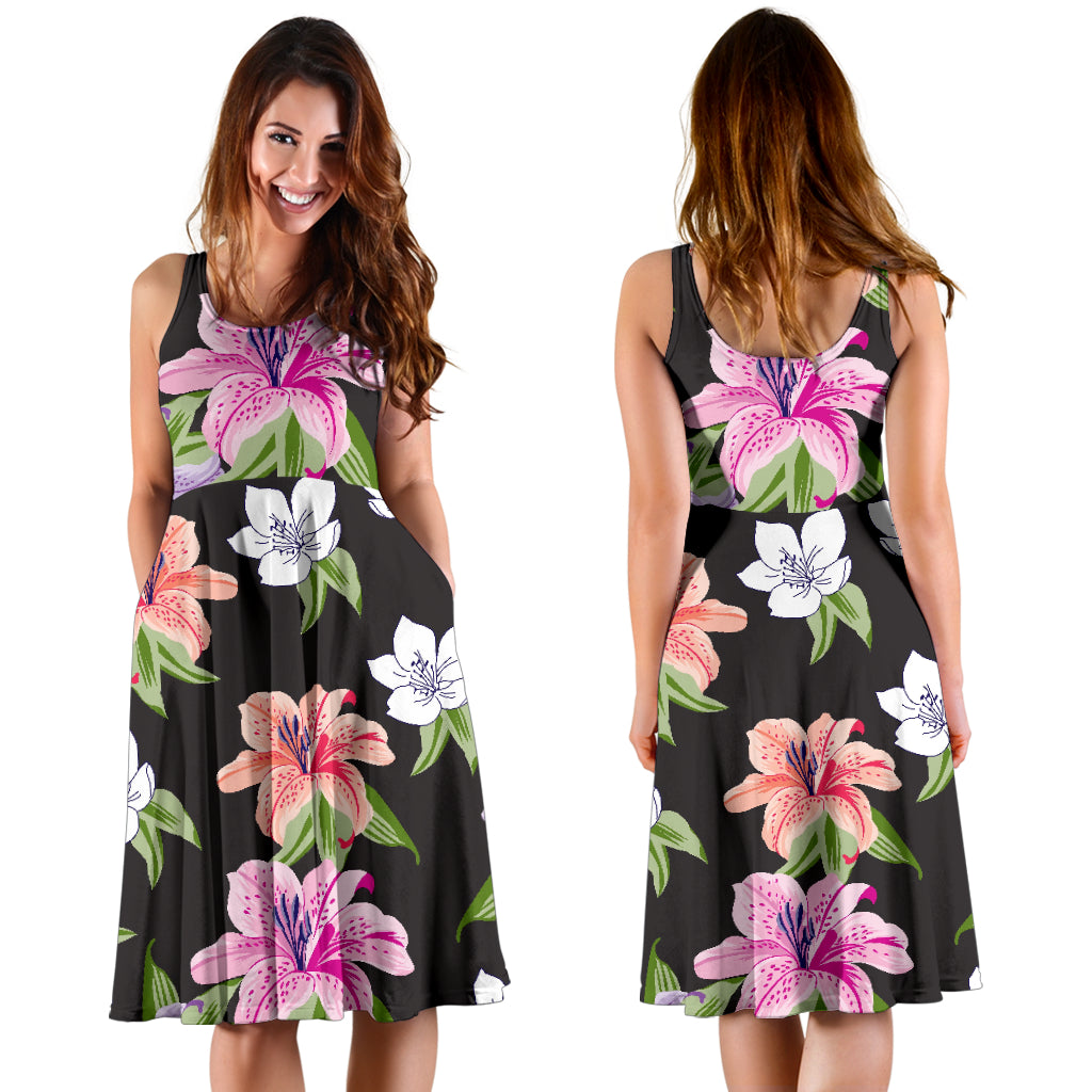 Lily Pattern Print Design LY02 Midi Dress