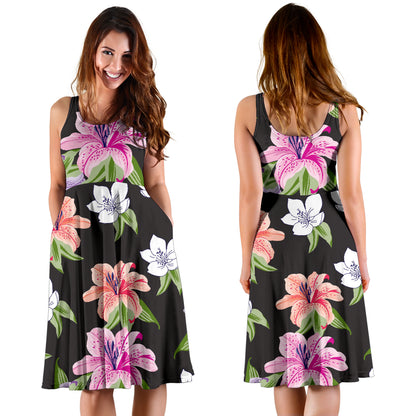 Lily Pattern Print Design LY02 Midi Dress