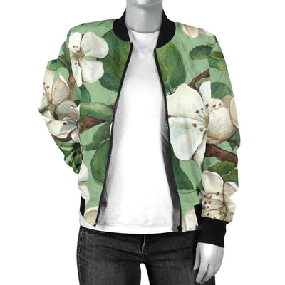 Apple blossom Pattern Print Design AB02 Women Bomber Jacket