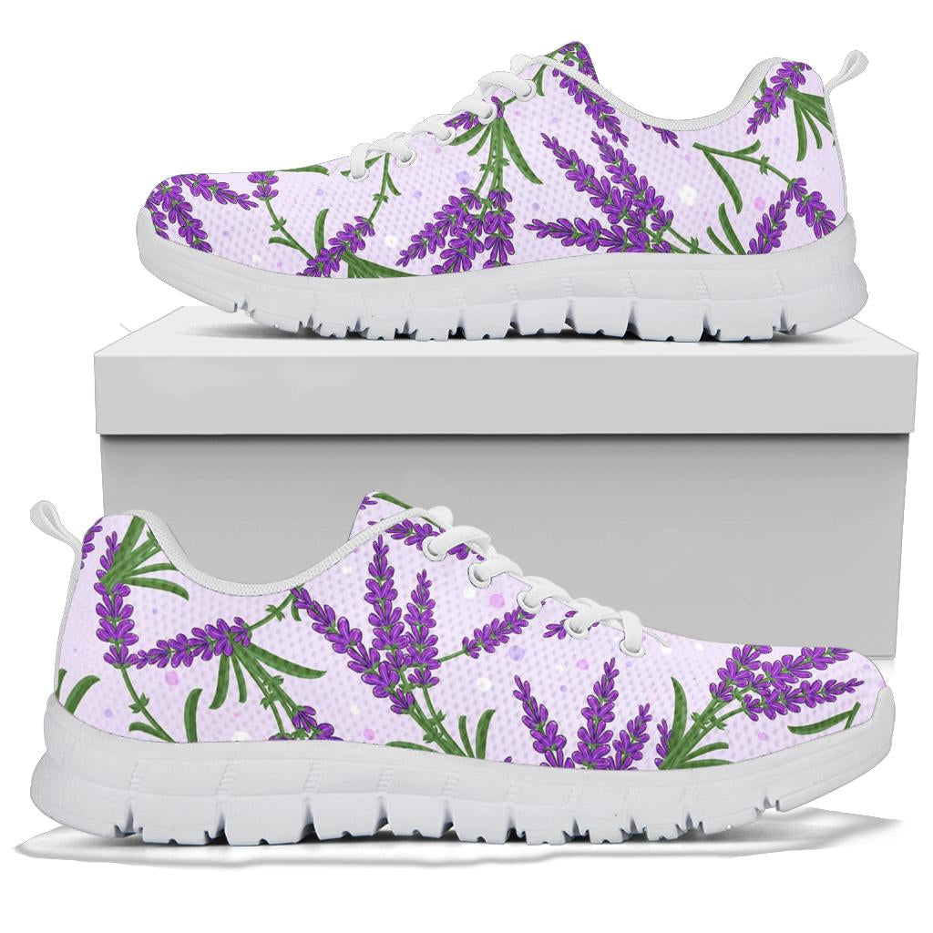 Lavender Pattern Print Design LV02 Sneakers White Bottom Shoes