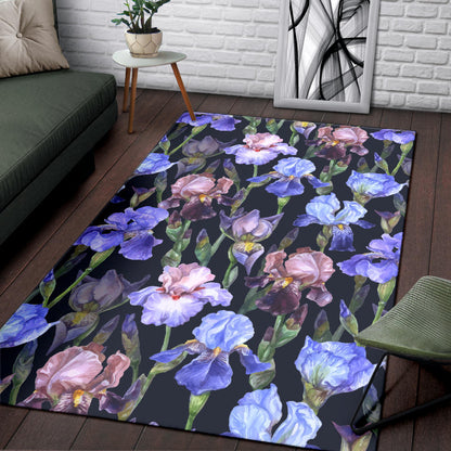Iris Pattern Print Design IR04 Area Rugs