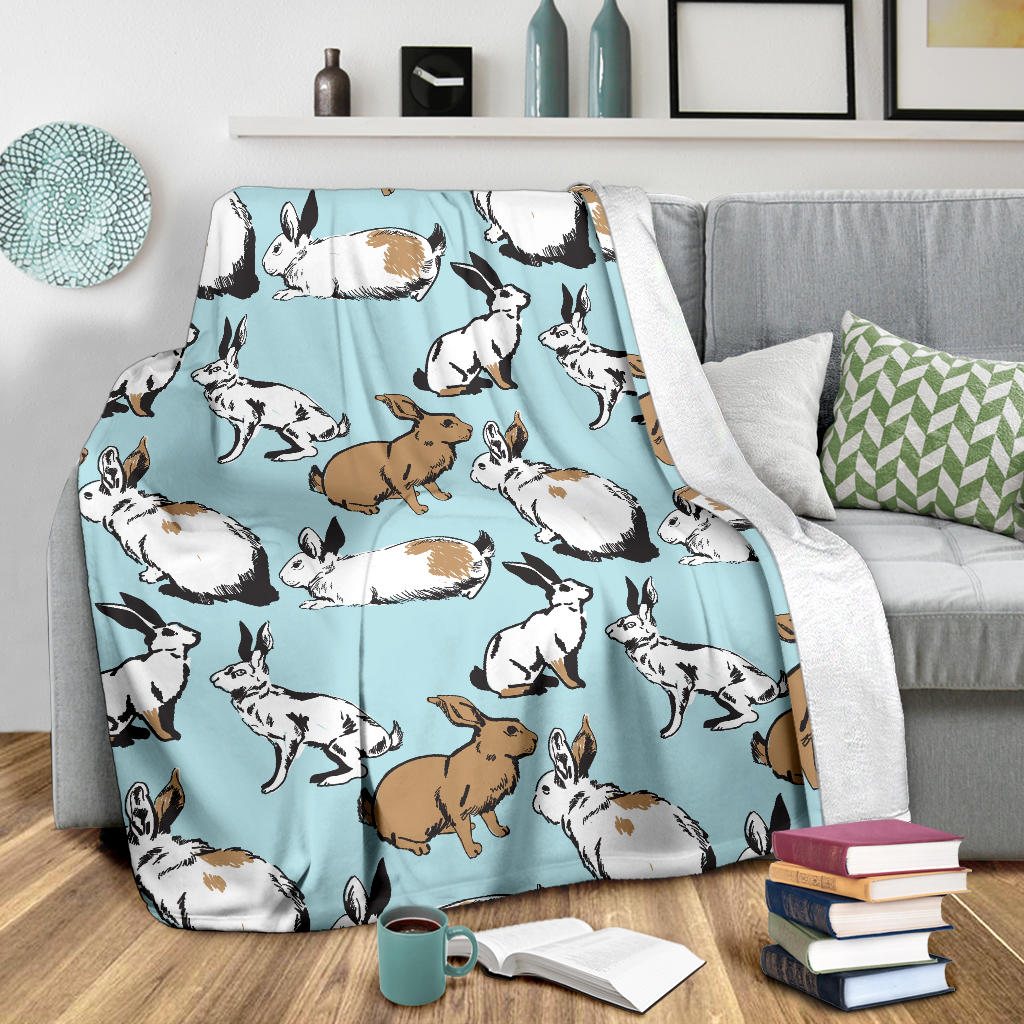 Rabbit Pattern Print Design RB018 Fleece Blanket
