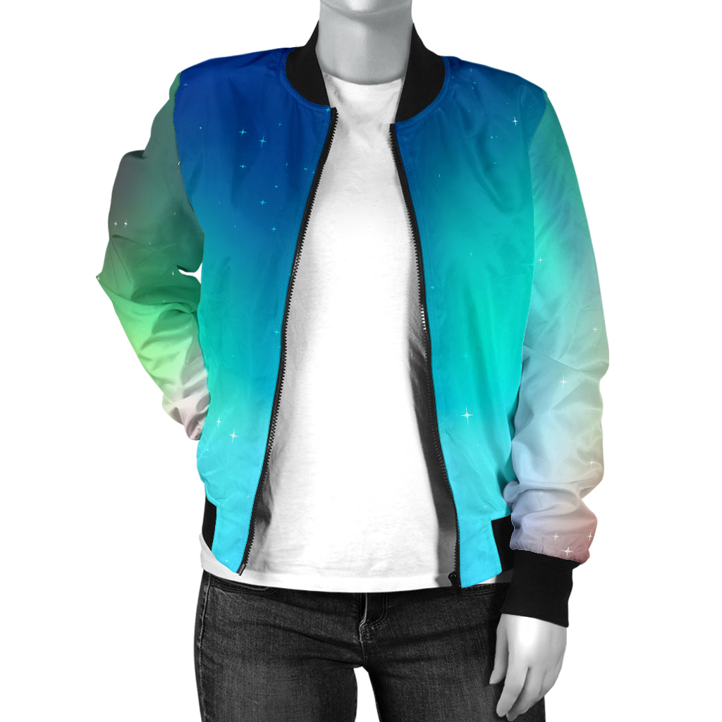 Aurora Borealis Pattern Print Design 02 Women's Bomber Jacket