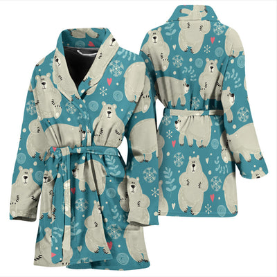 Bear Pattern Print Design BE04 Women Bathrobe