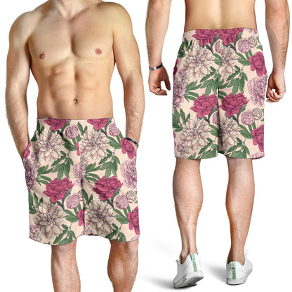 Peony Pattern Print Design A01 Mens Shorts