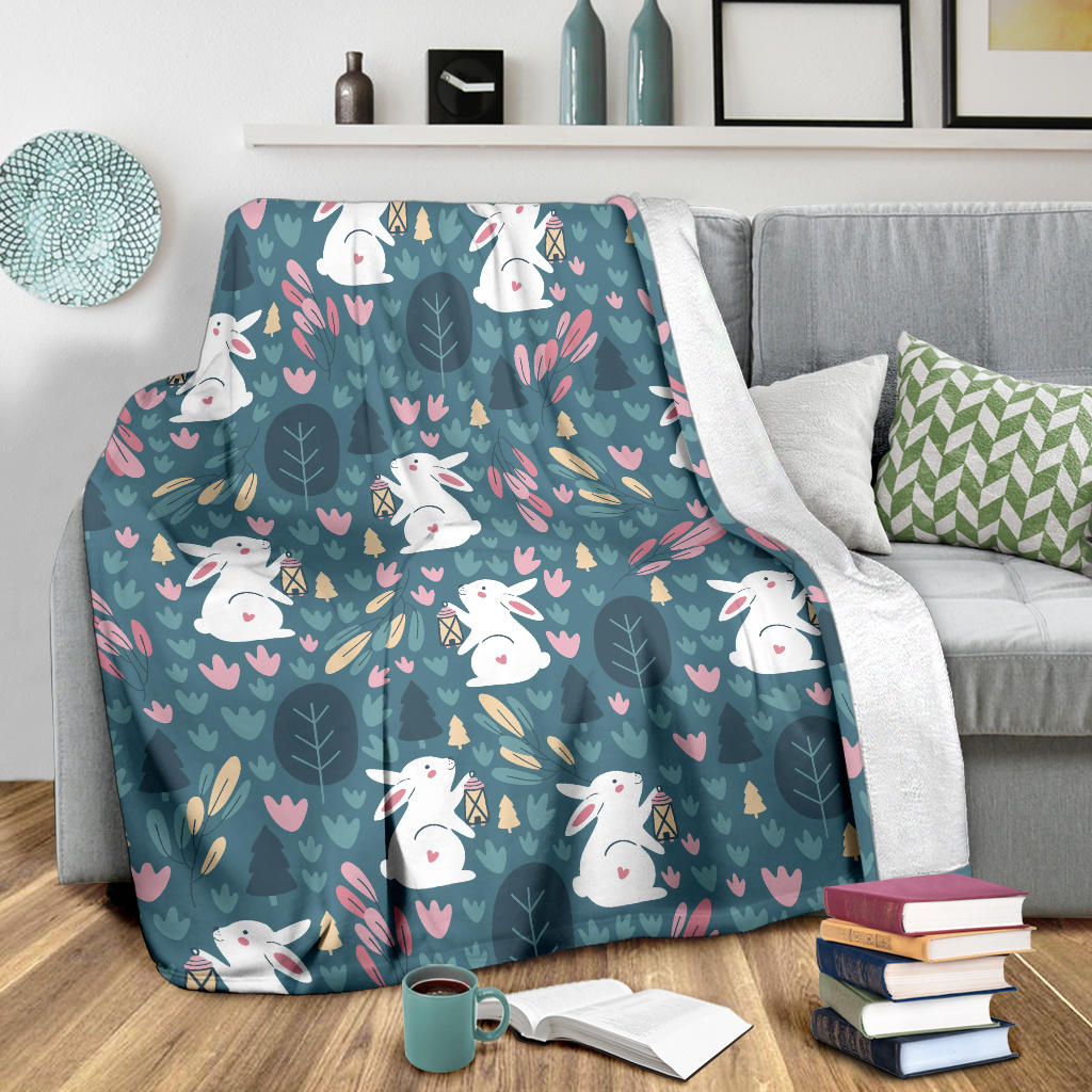 Rabbit Pattern Print Design RB013 Fleece Blanket