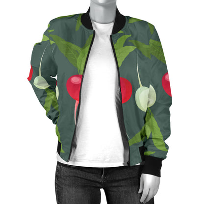 Radish Pattern Print Design A03 Women's Bomber Jacket