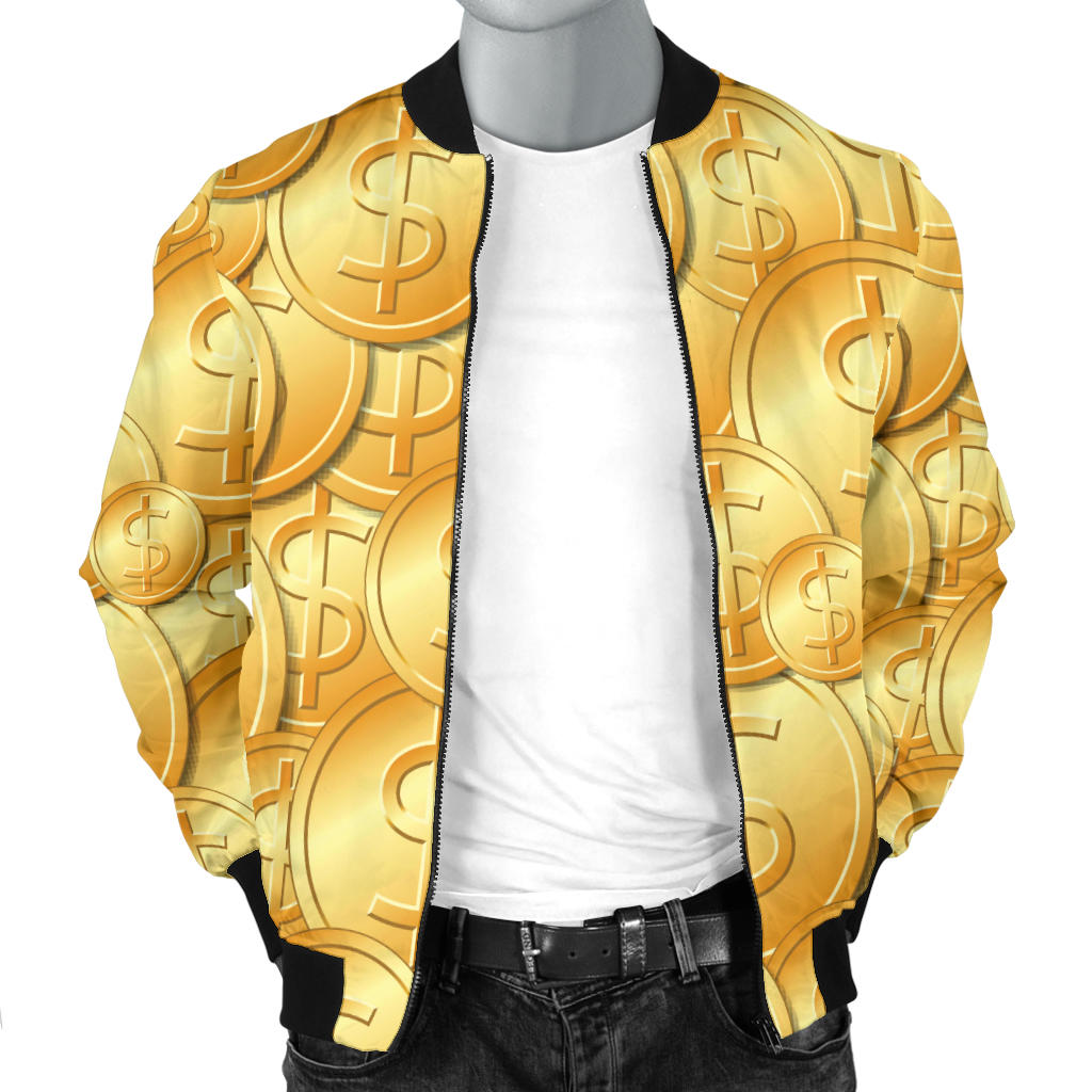 Dollar Pattern Print Design DO03 Men Bomber Jacket