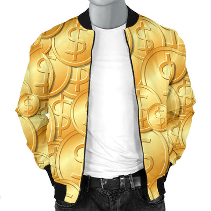 Dollar Pattern Print Design DO03 Men Bomber Jacket