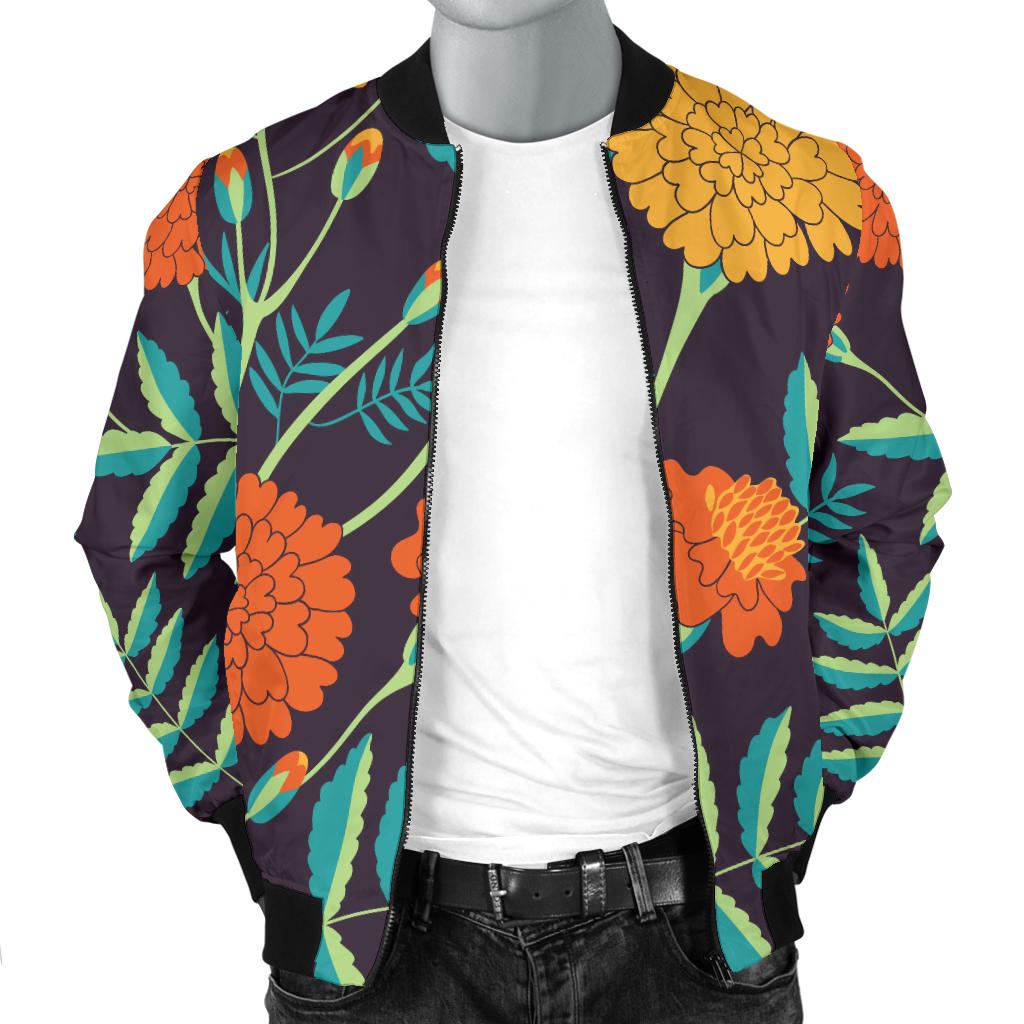 Marigold Pattern Print Design MR01 Men Bomber Jacket