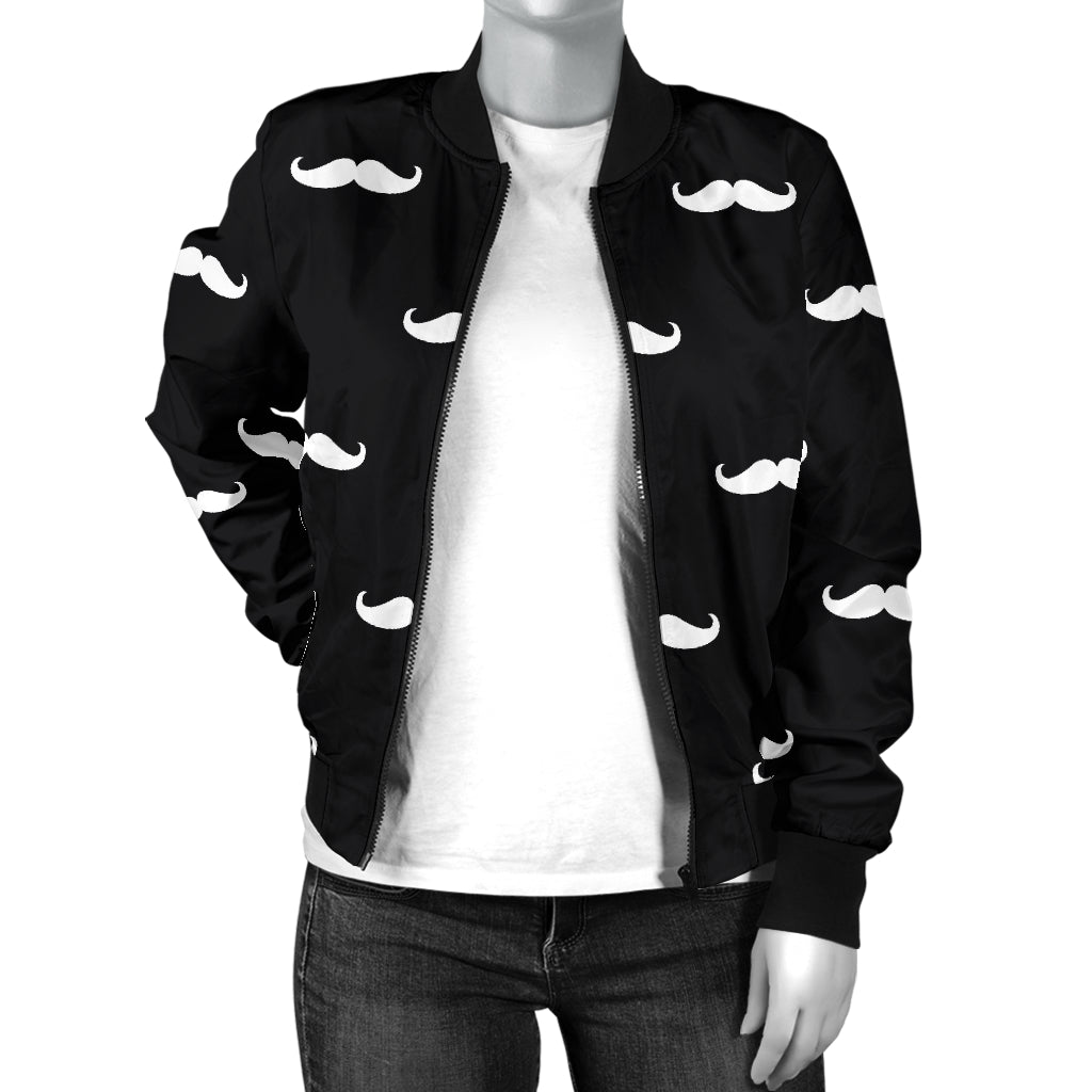 Mustache Pattern Print Design A04 Women's Bomber Jacket