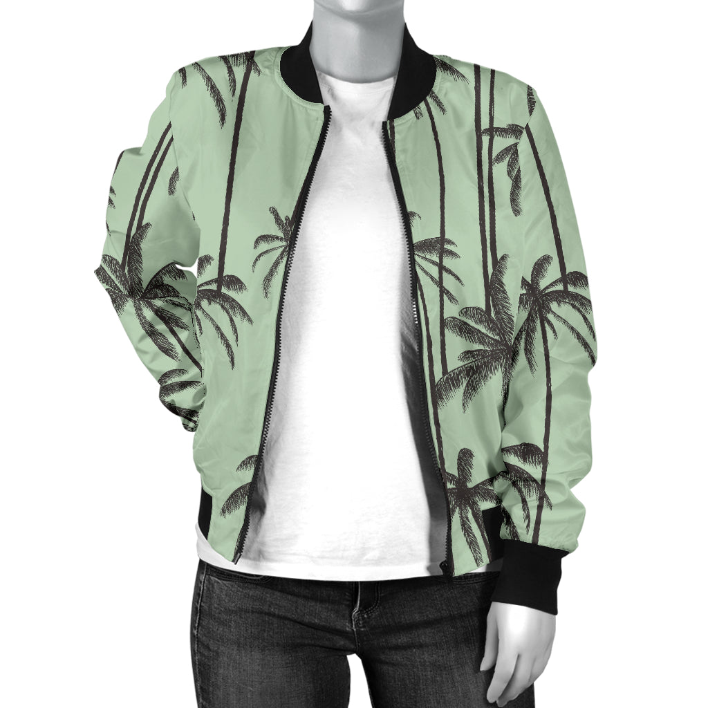 Palm Tree Pattern Print Design A04 Women's Bomber Jacket