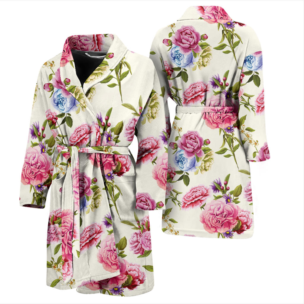 Carnations Pattern Print Design CN02 Men Bathrobe