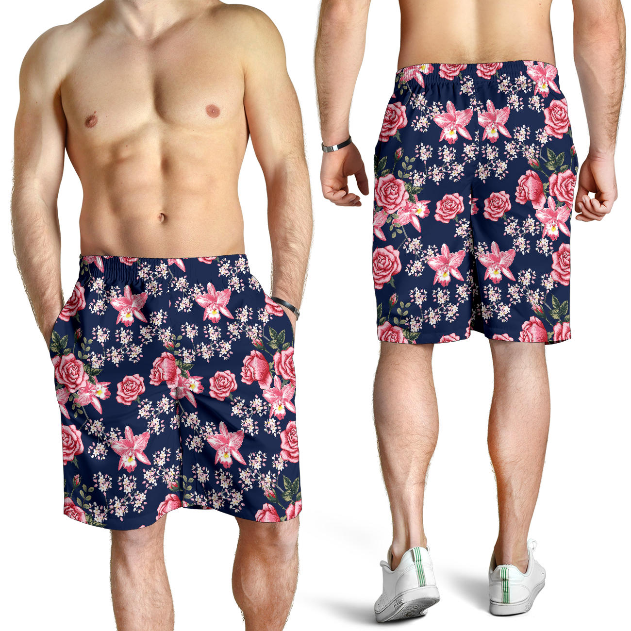 Rose Pattern Print Design A05 Mens Shorts