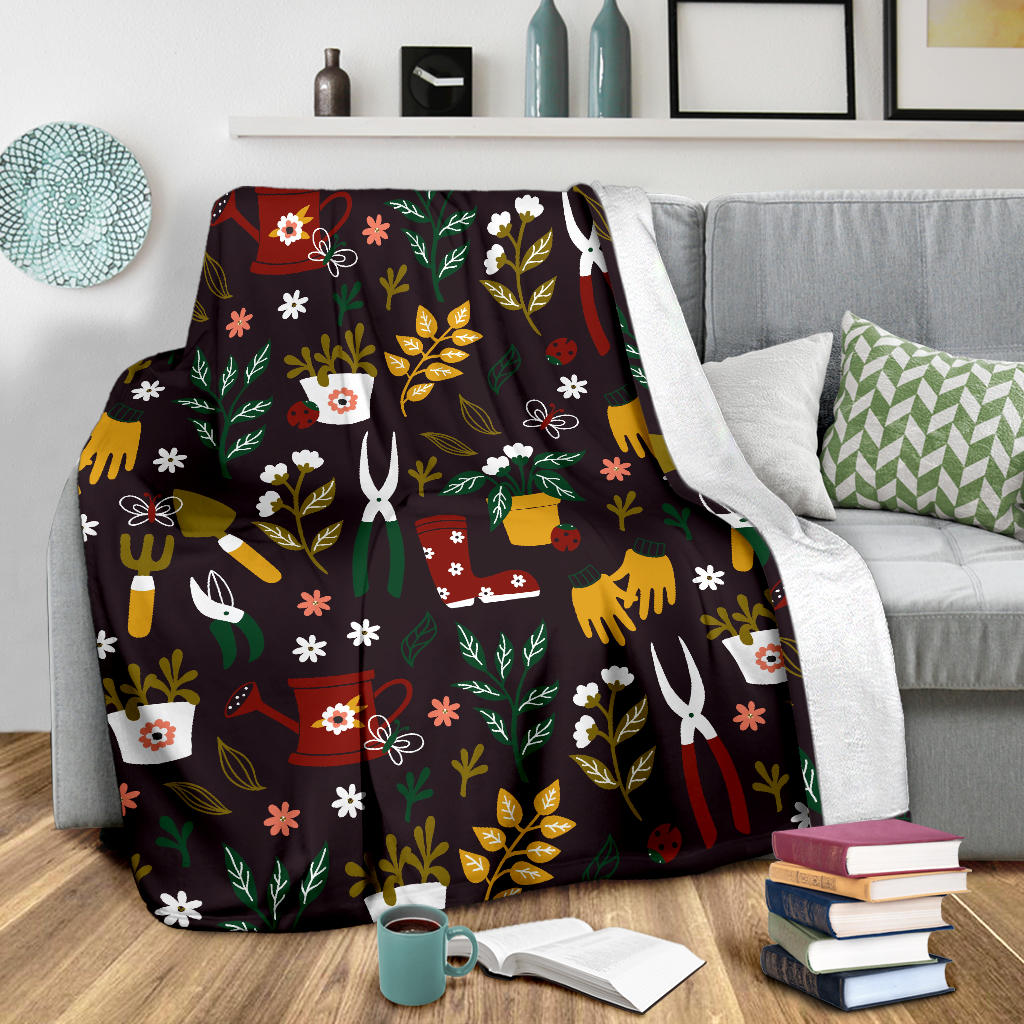 Gardening Pattern Print Design G05 Fleece Blanket